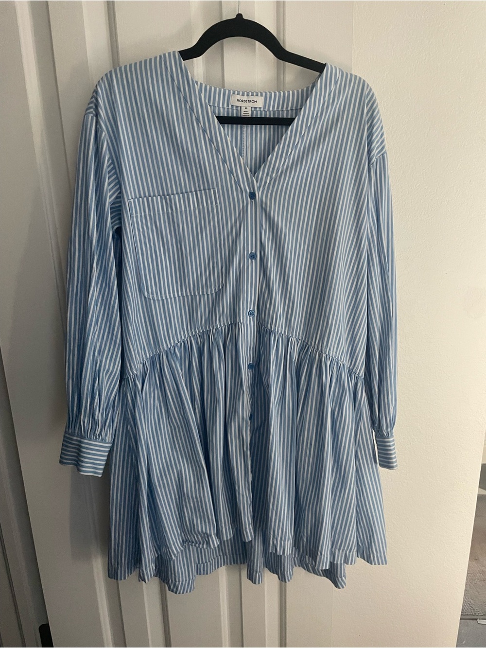 Nordstrom Blue Stripe Button Dress - Oversized Fit